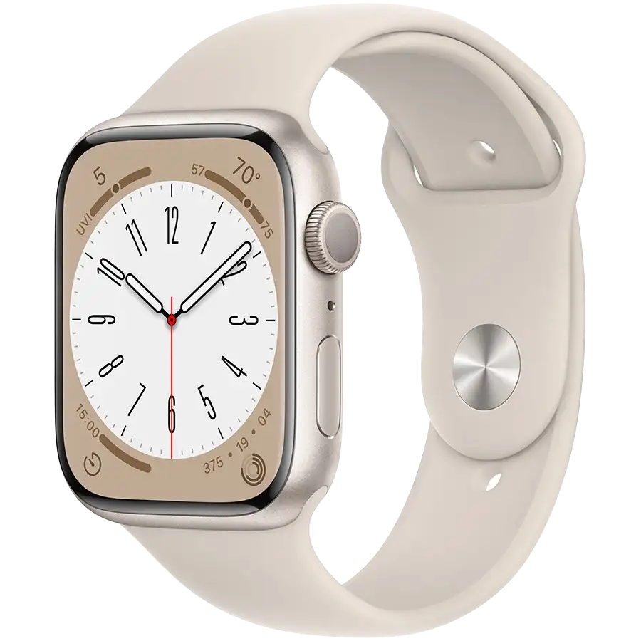 Apple Watch Series 8 GPS, 45mm, Starlight, Starlight Sport Band — Image №1